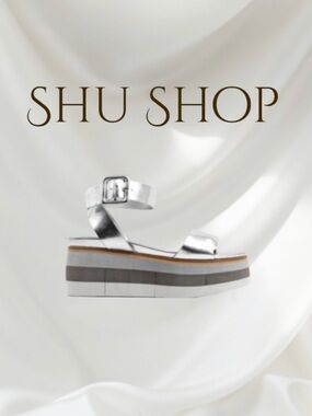 ShuShop JENNIFER silver platform sandals women’s shoes size 10